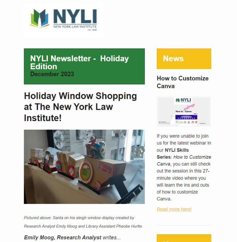 NYLI Newsletter – Holiday Edition 2023