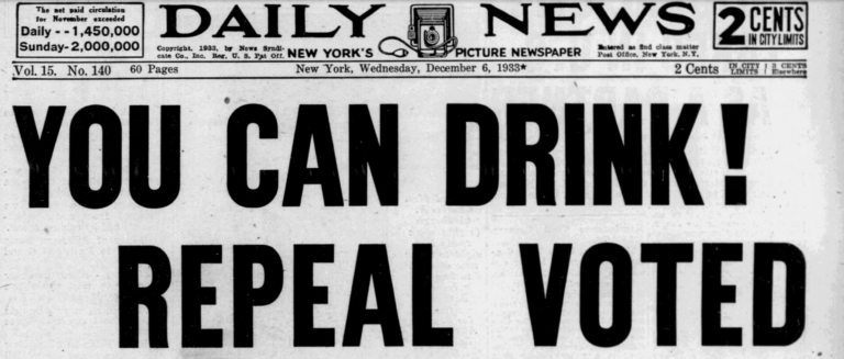 Cheers! Prohibition ends by State Convention Ratification