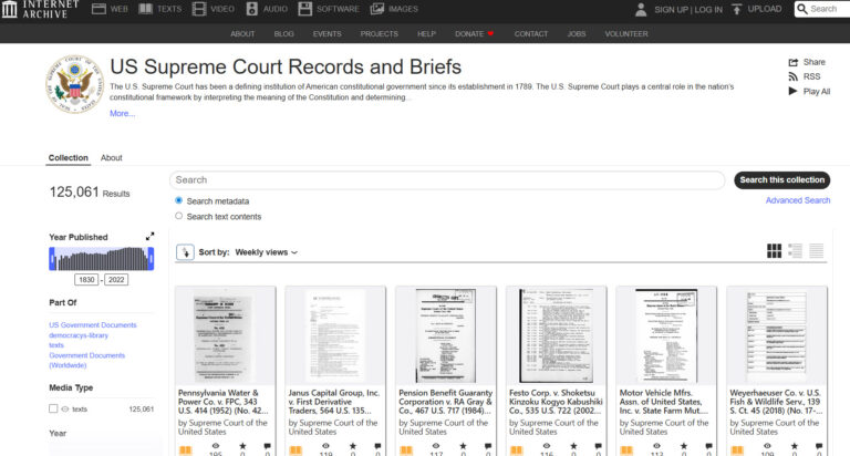 U.S. Supreme Court Records and Briefs Now Freely Available